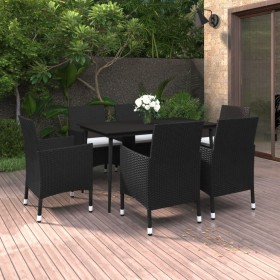 Set comedor de jardín 7 pzas y cojines ratán sintético y vidrio de , Conjuntos de jardín - Ref: Foro24-3099730, Precio: 474,4...