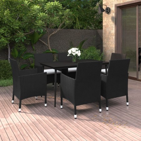 Set comedor de jardín 7 pzas y cojines ratán sintético y vidrio by , Garden sets - Ref: Foro24-3099730, Price: 474,43 €, Disc...