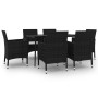 Set comedor de jardín 7 pzas y cojines ratán sintético y vidrio by , Garden sets - Ref: Foro24-3099730, Price: 474,43 €, Disc...