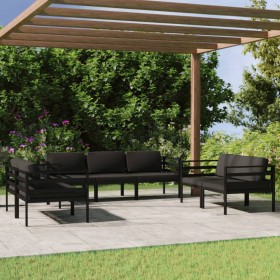 Set muebles de jardín 7 pzas y cojines aluminio gris antracita by , Garden sets - Ref: Foro24-3107796, Price: 1,00 €, Discoun...