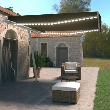 Manuell ausfahrbare Markise mit LED Anthrazitgrau 400x350 cm von vidaXL, Markisen - Ref: Foro24-3069624, Preis: 521,23 €, Rab...