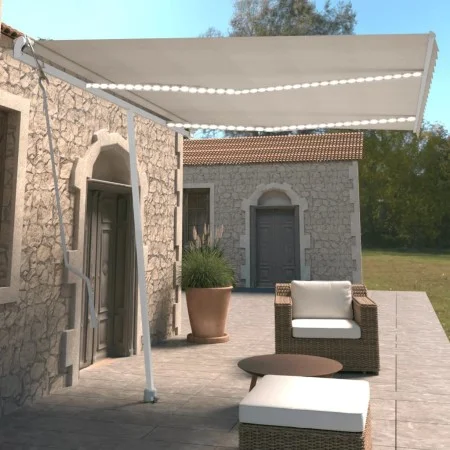Automatic awning with LED and wind sensor cream 350x250 cm by vidaXL, Awnings - Ref: Foro24-3069532, Price: 587,29 €, Discoun...