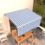 Automatic retractable awning with blue and white blinds 4x3 m by vidaXL, Awnings - Ref: Foro24-3069306, Price: 723,02 €, Disc...