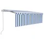 Automatic retractable awning with blue and white blinds 4x3 m by vidaXL, Awnings - Ref: Foro24-3069306, Price: 723,02 €, Disc...