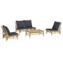 Set de muebles de jardín 4 piezas bambú con cojines gris oscuro de , Conjuntos de jardín - Ref: Foro24-3156480, Precio: 449,1...