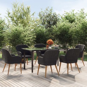 Juego de comedor de jardín 7 piezas con cojines negro by , Garden sets - Ref: Foro24-3156719, Price: 773,19 €, Discount: %