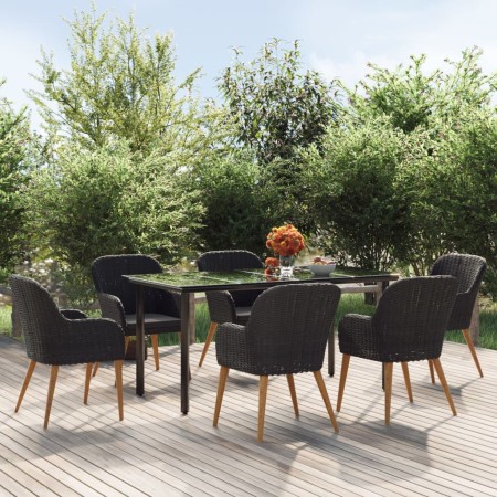 Juego de comedor de jardín 7 piezas con cojines negro von , Gartensets - Ref: Foro24-3156719, Preis: 720,75 €, Rabatt: %