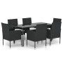 Set de comedor de jardín 7 pzas y cojines ratán sintético negro de , Conjuntos de jardín - Ref: Foro24-3156767, Precio: 386,3...