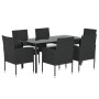 Set de comedor de jardín 7 pzas y cojines ratán sintético negro de , Conjuntos de jardín - Ref: Foro24-3156767, Precio: 386,3...