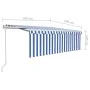 Automatic retractable awning with blue and white blinds 4x3 m by vidaXL, Awnings - Ref: Foro24-3069306, Price: 723,02 €, Disc...