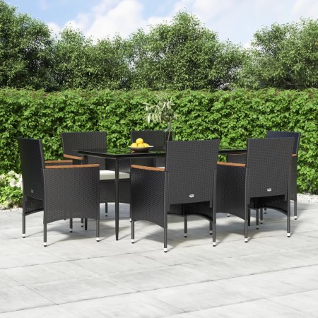 Juego de comedor de jardín 7 piezas con cojines negro by , Garden sets - Ref: Foro24-3156641, Price: 451,64 €, Discount: %