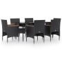 Juego de comedor de jardín 7 piezas con cojines negro by , Garden sets - Ref: Foro24-3156641, Price: 451,64 €, Discount: %