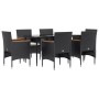 Juego de comedor de jardín 7 piezas con cojines negro by , Garden sets - Ref: Foro24-3156641, Price: 451,64 €, Discount: %