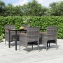Juego de comedor para jardín 5 piezas con cojines gris y negro