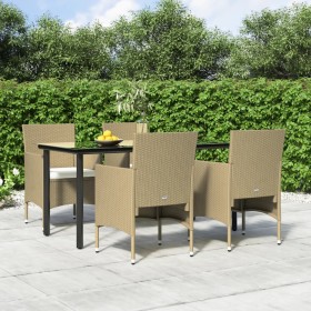 Juego de comedor de jardín 5 piezas con cojines beige y negro by , Garden sets - Ref: Foro24-3156608, Price: 382,30 €, Discou...