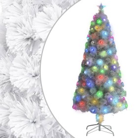 Árbol de Navidad artificial con LED blanco fibra óptica 150 cm
