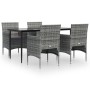 Juego de comedor para jardín 5 piezas con cojines gris y negro by , Garden sets - Ref: Foro24-3156620, Price: 352,47 €, Disco...