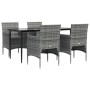 Juego de comedor para jardín 5 piezas con cojines gris y negro by , Garden sets - Ref: Foro24-3156620, Price: 352,47 €, Disco...