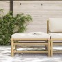 Reposapiés de jardín bambú con cojín blanco crema