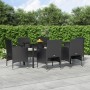 Juego de comedor de jardín 7 piezas con cojines negro by , Garden sets - Ref: Foro24-3156601, Price: 447,81 €, Discount: %