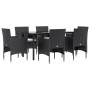 Juego de comedor de jardín 7 piezas con cojines negro by , Garden sets - Ref: Foro24-3156601, Price: 447,81 €, Discount: %