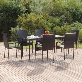 Juego de comedor de jardín 7 piezas ratán sintético negro von , Gartensets - Ref: Foro24-3156669, Preis: 451,86 €, Rabatt: %