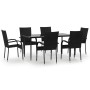 Juego de comedor de jardín 7 piezas ratán sintético negro von , Gartensets - Ref: Foro24-3156669, Preis: 451,86 €, Rabatt: %
