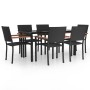 Juego de comedor de jardín 7 piezas ratán sintético negro de , Conjuntos de jardín - Ref: Foro24-3156681, Precio: 465,50 €, D...