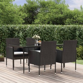 Set de muebles jardín 5 pzas con cojines ratán sintético negro by , Garden sets - Ref: Foro24-3156778, Price: 295,72 €, Disco...