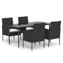 Set de muebles jardín 5 pzas con cojines ratán sintético negro de , Conjuntos de jardín - Ref: Foro24-3156778, Precio: 285,75...