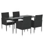Set de muebles jardín 5 pzas con cojines ratán sintético negro de , Conjuntos de jardín - Ref: Foro24-3156778, Precio: 285,75...