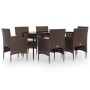 Juego de comedor de jardín 7 piezas con cojines marrón y negro von , Gartensets - Ref: Foro24-3156629, Preis: 513,86 €, Rabat...