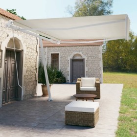 Cremefarbene, manuell ausziehbare Fußmarkise, 450 x 350 cm von vidaXL, Markisen - Ref: Foro24-3069637, Preis: 508,38 €, Rabat...
