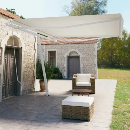 Cream manual retractable foot awning 450x350 cm by vidaXL, Awnings - Ref: Foro24-3069637, Price: 500,06 €, Discount: %