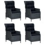 Set de comedor para jardín 5 piezas ratán sintético gris oscuro