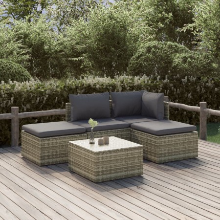 Set de muebles de jardín 5 pzas y cojines ratán sintético gris de , Conjuntos de jardín - Ref: Foro24-3157316, Precio: 447,10...