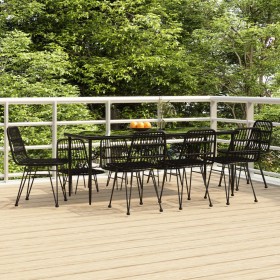 Juego de comedor de jardín 9 piezas ratán sintético negro de , Conjuntos de jardín - Ref: Foro24-3157886, Precio: 804,46 €, D...