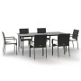 Set de comedor de jardín 7 pzas y cojines ratán sintético negro by , Garden sets - Ref: Foro24-3185123, Price: 597,29 €, Disc...