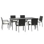 Set de comedor de jardín 7 pzas y cojines ratán sintético negro by , Garden sets - Ref: Foro24-3185123, Price: 597,29 €, Disc...