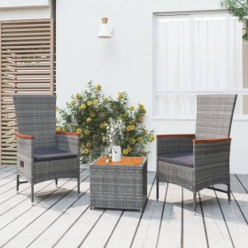 Juego muebles jardín 3 pzas madera acacia ratán sintético gris de , Conjuntos de jardín - Ref: Foro24-3157653, Precio: 324,29...