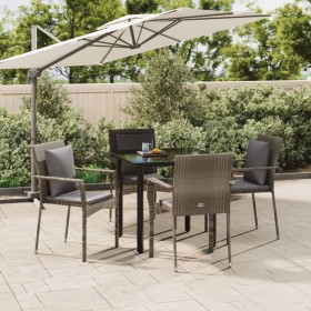 Set comedor jardín 5 pzas y cojines ratán sintético negro gris von , Gartensets - Ref: Foro24-3185114, Preis: 351,21 €, Rabat...