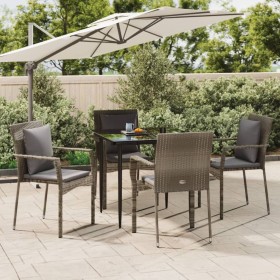 Set comedor jardín 5 pzas y cojines ratán sintético negro gris von , Gartensets - Ref: Foro24-3185102, Preis: 368,43 €, Rabat...