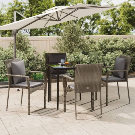 Set comedor jardín 5 pzas y cojines ratán sintético negro gris by , Garden sets - Ref: Foro24-3185102, Price: 368,43 €, Disco...