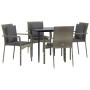Set comedor jardín 5 pzas y cojines ratán sintético negro gris by , Garden sets - Ref: Foro24-3185102, Price: 368,43 €, Disco...