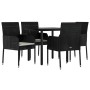 Set de muebles jardín 5 pzas con cojines ratán sintético negro by , Garden sets - Ref: Foro24-3185156, Price: 314,02 €, Disco...