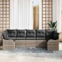Conjunto de sofá de jardín con cojín 7 pcs Gris claro Poliratán