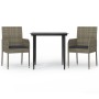 Set comedor jardín 3 pzas y cojines ratán sintético negro gris by , Garden sets - Ref: Foro24-3185149, Price: 191,17 €, Disco...