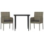 Set comedor jardín 3 pzas y cojines ratán sintético negro gris by , Garden sets - Ref: Foro24-3185149, Price: 191,17 €, Disco...