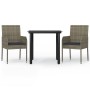 Set comedor jardín 3 pzas y cojines ratán sintético negro gris by , Garden sets - Ref: Foro24-3185161, Price: 177,68 €, Disco...