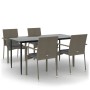 Set comedor jardín 5 pzas y cojines ratán sintético negro gris by , Garden sets - Ref: Foro24-3185128, Price: 376,53 €, Disco...